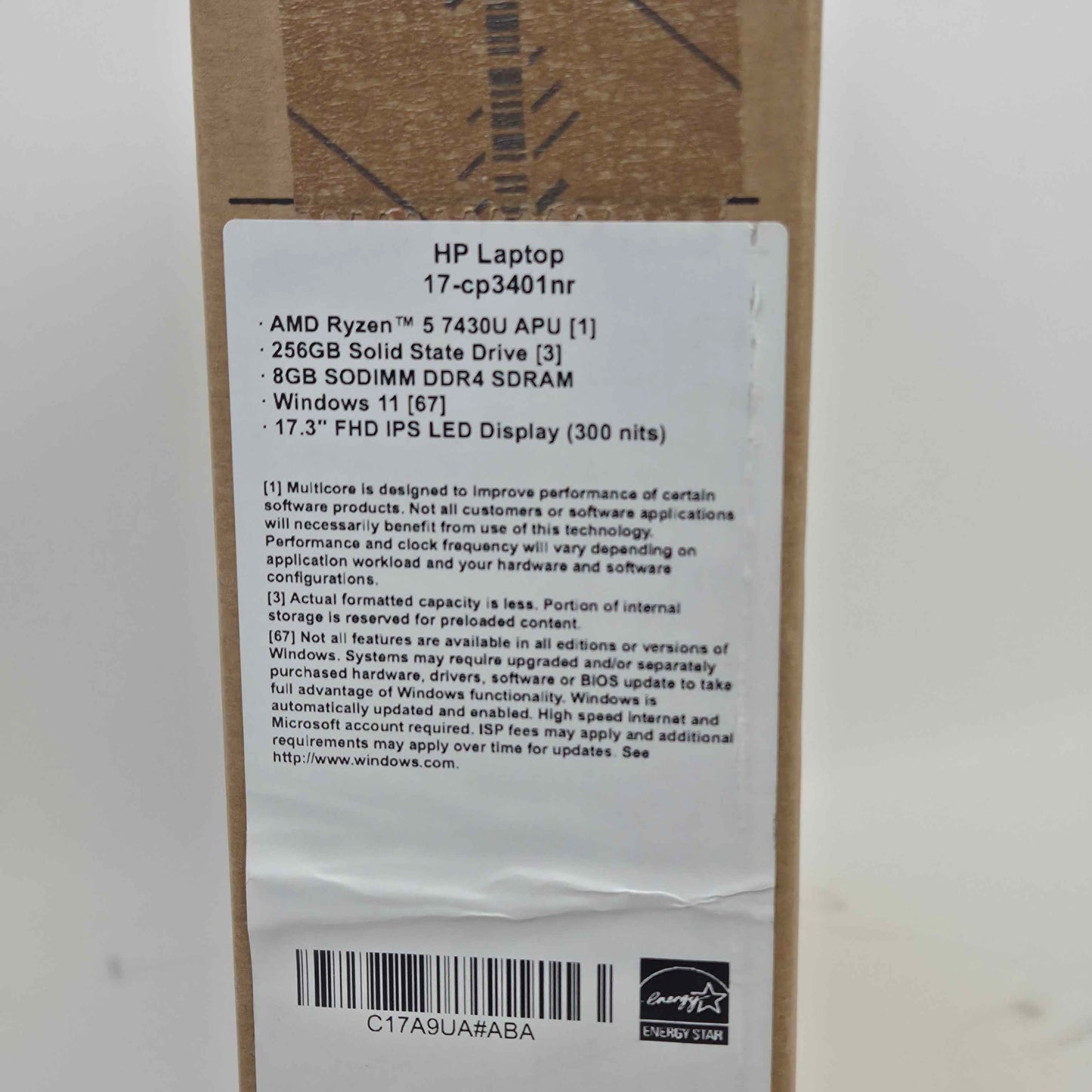 New HP Laptop 17-CP3401NR 17.3" Ryzen 5 7430U 4.3GHz 8GB RAM 256GB SSD