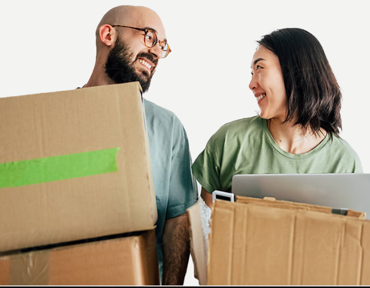 two people recycling electronics